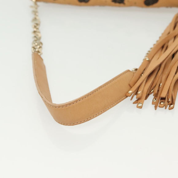 Jimmy Choo Studs Shoulder Bag Leather Beige Gold Auth BA5032