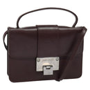 Jimmy Choo Hand Bag Leather Bordeaux Silver Auth BA5034-1