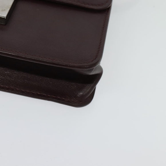 Jimmy Choo Hand Bag Leather Bordeaux Silver Auth BA5034