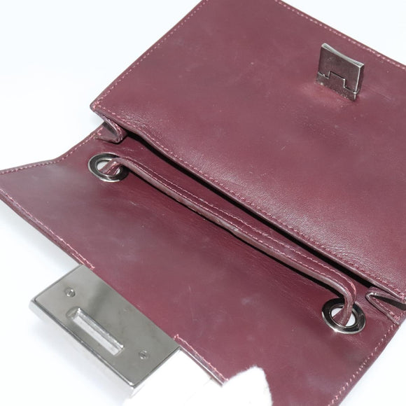 Jimmy Choo Hand Bag Leather Bordeaux Silver Auth BA5034