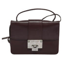 Jimmy Choo Hand Bag Leather Bordeaux Silver Auth BA5034-2