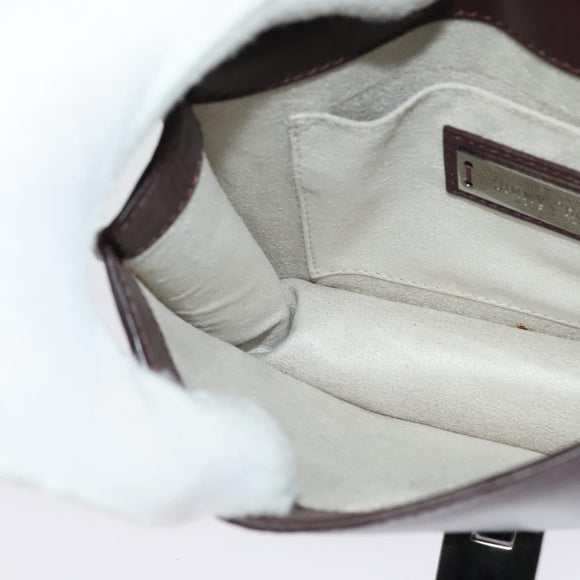 Jimmy Choo Hand Bag Leather Bordeaux Silver Auth BA5034