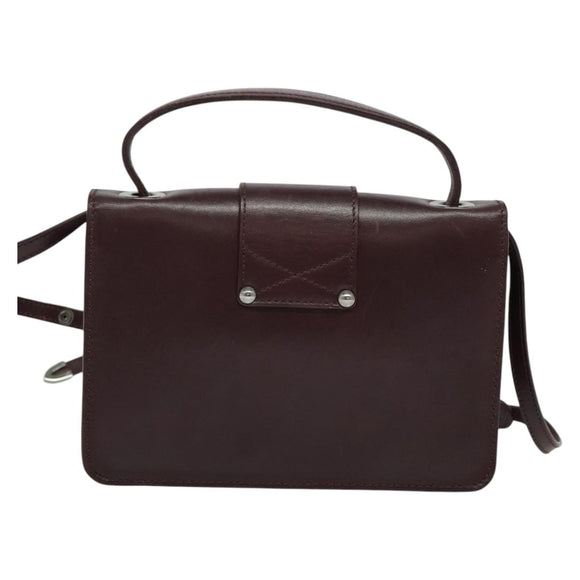 Jimmy Choo Hand Bag Leather Bordeaux Silver Auth BA5034