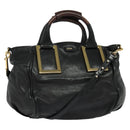 Chloe Etel Hand Bag Leather 2way Black Gold Auth BA5035-1