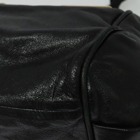 Chloe Etel Hand Bag Leather 2way Black Gold Auth BA5035