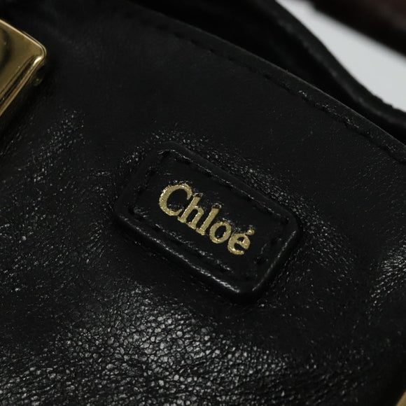 Chloe Etel Hand Bag Leather 2way Black Gold Auth BA5035
