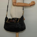 Chloe Etel Hand Bag Leather 2way Black Gold Auth BA5035-23
