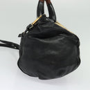 Chloe Etel Hand Bag Leather 2way Black Gold Auth BA5035-4