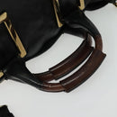 Chloe Etel Hand Bag Leather 2way Black Gold Auth BA5035-7