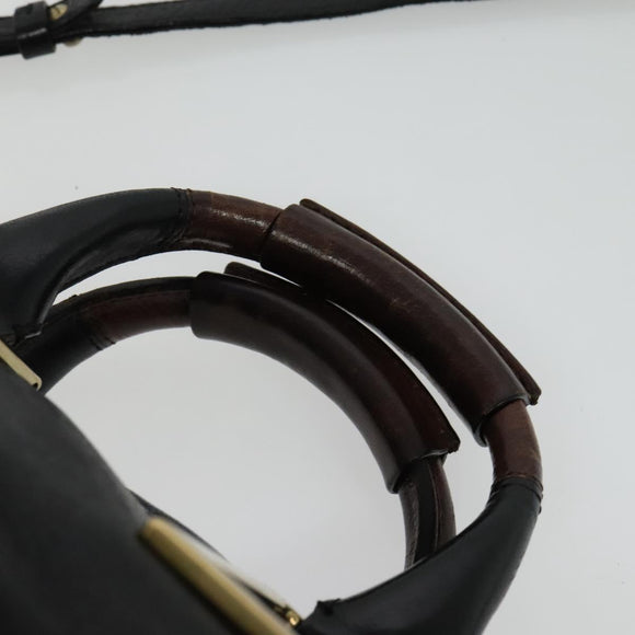 Chloe Etel Hand Bag Leather 2way Black Gold Auth BA5035