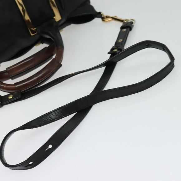 Chloe Etel Hand Bag Leather 2way Black Gold Auth BA5035
