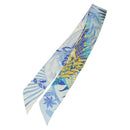 HERMES Twilly Scarf ""Mythiques Phoenix"" Silk Blue Auth BA5050-1