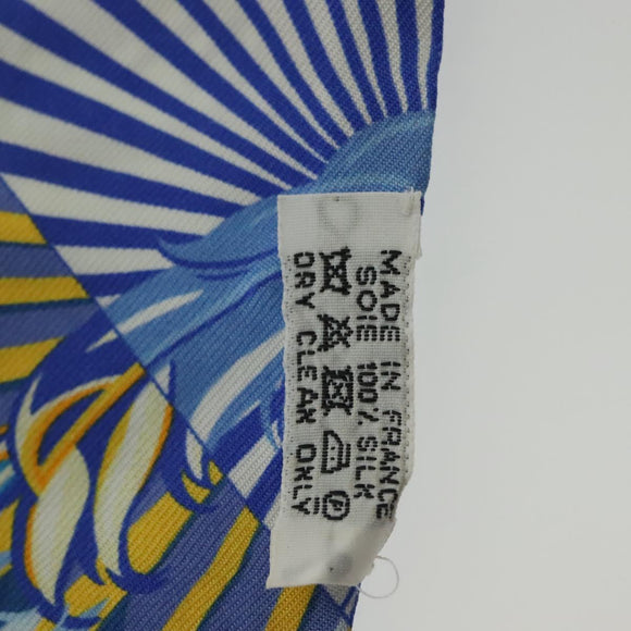 HERMES Twilly Scarf ""Mythiques Phoenix"" Silk Blue Auth BA5050