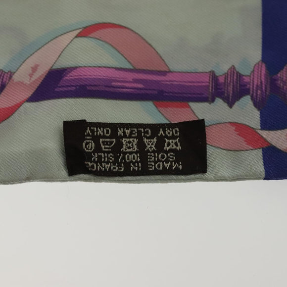 HERMES Twilly Scarf ""Ferronnerie"" Silk Blue Auth BA5051