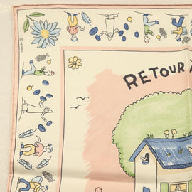 HERMES Carre 40 Scarf ""RETOUR A LA TERRE"" Silk Pink Auth BA5053 - 0