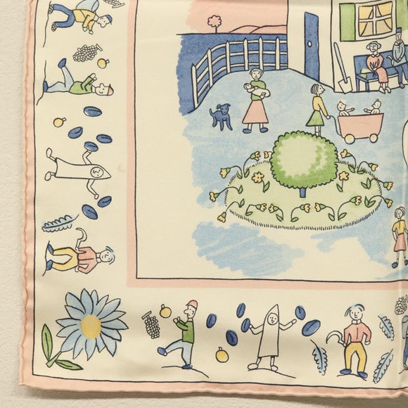 HERMES Carre 40 Scarf ""RETOUR A LA TERRE"" Silk Pink Auth BA5053