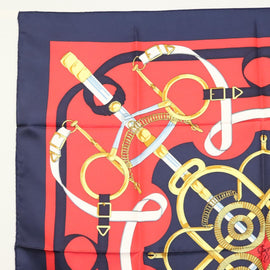 HERMES Carre 90 Scarf ""EPERON D'OR"" Silk Navy Auth BA5055 - 0