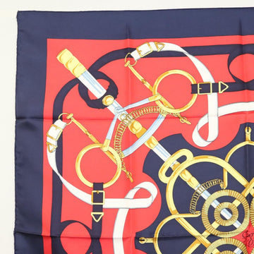 HERMES Carre 90 Scarf ""EPERON D'OR"" Silk Navy Auth BA5055 - 0