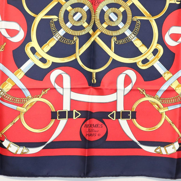 HERMES Carre 90 Scarf ""EPERON D'OR"" Silk Navy Auth BA5055