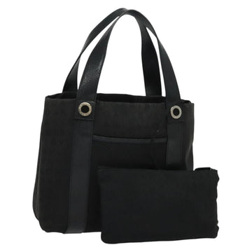 BVLGARI Logo Mania Tote Bag Canvas Black Silver Auth BA5057