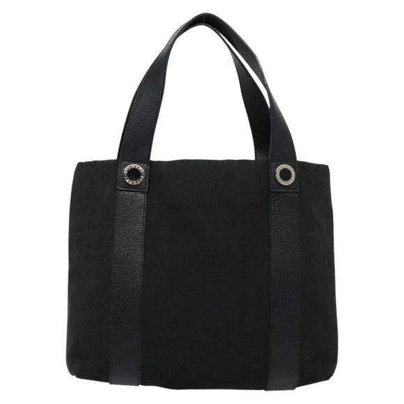 BVLGARI Logo Mania Tote Bag Canvas Black Silver Auth BA5057