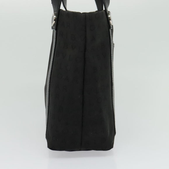 BVLGARI Logo Mania Tote Bag Canvas Black Silver Auth BA5057