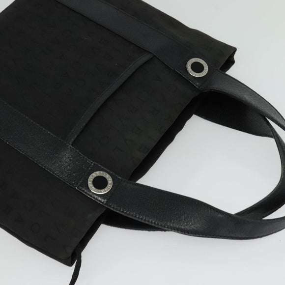 BVLGARI Logo Mania Tote Bag Canvas Black Silver Auth BA5057