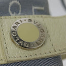 BVLGARI Logo Mania Tote Bag Canvas Light Blue Silver Auth BA5058-14