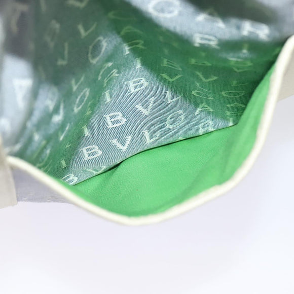 BVLGARI Logo Mania Tote Bag Canvas Light Blue Silver Auth BA5058