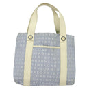 BVLGARI Logo Mania Tote Bag Canvas Light Blue Silver Auth BA5058-2