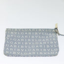 BVLGARI Logo Mania Tote Bag Canvas Light Blue Silver Auth BA5058-22