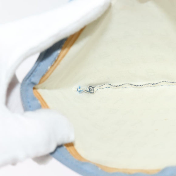 BVLGARI Logo Mania Tote Bag Canvas Light Blue Silver Auth BA5058