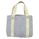 BVLGARI Logo Mania Tote Bag Canvas Light Blue Silver Auth BA5058-3