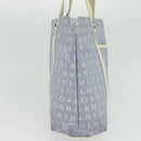 BVLGARI Logo Mania Tote Bag Canvas Light Blue Silver Auth BA5058-4