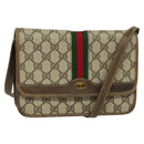 GUCCI GG Supreme Web Sherry Line Shoulder Bag PVC Beige Green Red Auth BA507-1