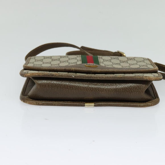 GUCCI GG Supreme Web Sherry Line Shoulder Bag PVC Beige Green Red Auth BA507
