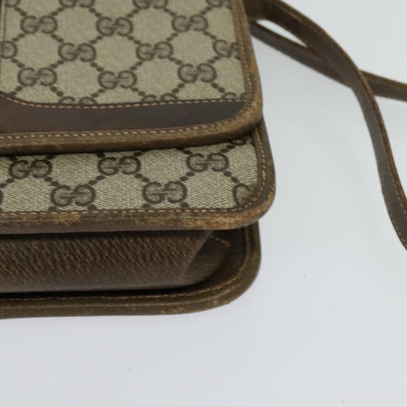 GUCCI GG Supreme Web Sherry Line Shoulder Bag PVC Beige Green Red Auth BA507