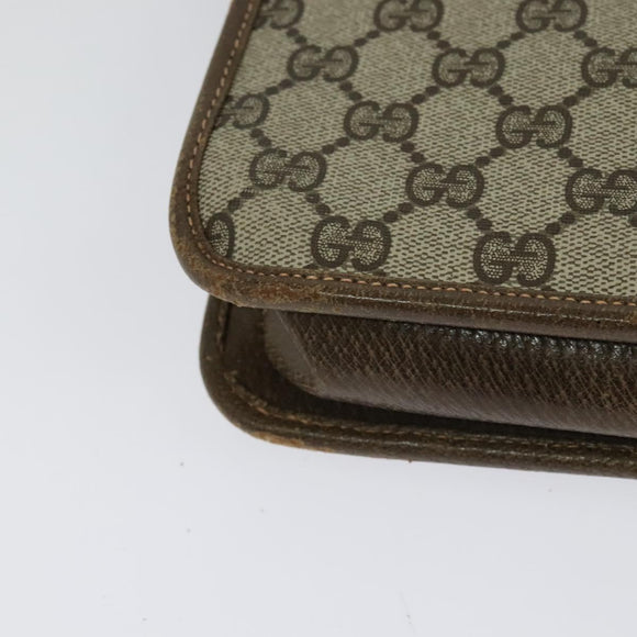 GUCCI GG Supreme Web Sherry Line Shoulder Bag PVC Beige Green Red Auth BA507