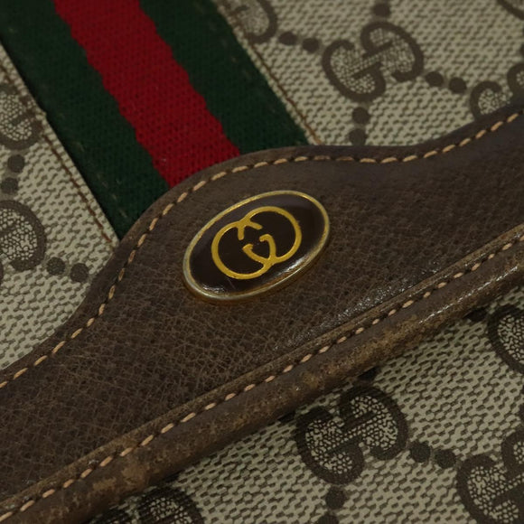 GUCCI GG Supreme Web Sherry Line Shoulder Bag PVC Beige Green Red Auth BA507