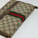 GUCCI GG Supreme Web Sherry Line Shoulder Bag PVC Beige Green Red Auth BA507-6