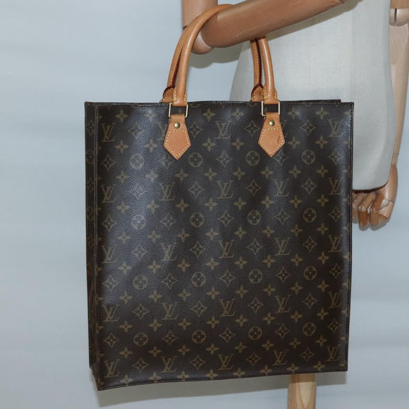 LOUIS VUITTON Monogram Sac Plat Hand Bag M51140 LV Auth BA5073