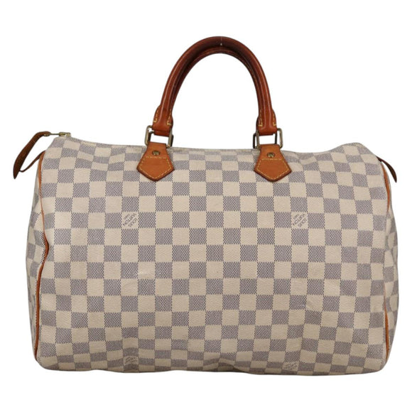 LOUIS VUITTON Damier Azur Speedy 35 Hand Bag N41535 LV Auth BA5077