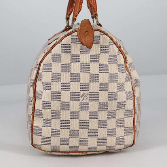 LOUIS VUITTON Damier Azur Speedy 35 Hand Bag N41535 LV Auth BA5077
