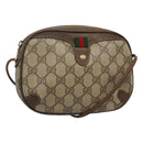 GUCCI GG Supreme Web Sherry Line Shoulder Bag PVC Beige Green Red Auth BA508-1