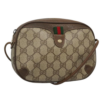 GUCCI GG Supreme Web Sherry Line Shoulder Bag PVC Beige Green Red Auth BA508