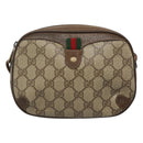 GUCCI GG Supreme Web Sherry Line Shoulder Bag PVC Beige Green Red Auth BA508-13