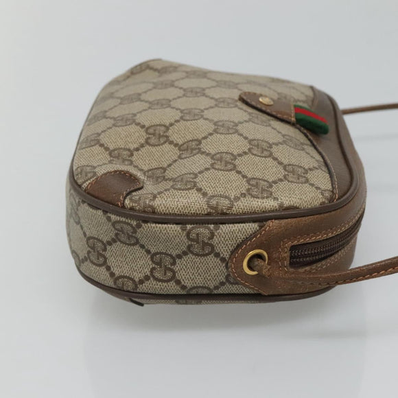 GUCCI GG Supreme Web Sherry Line Shoulder Bag PVC Beige Green Red Auth BA508