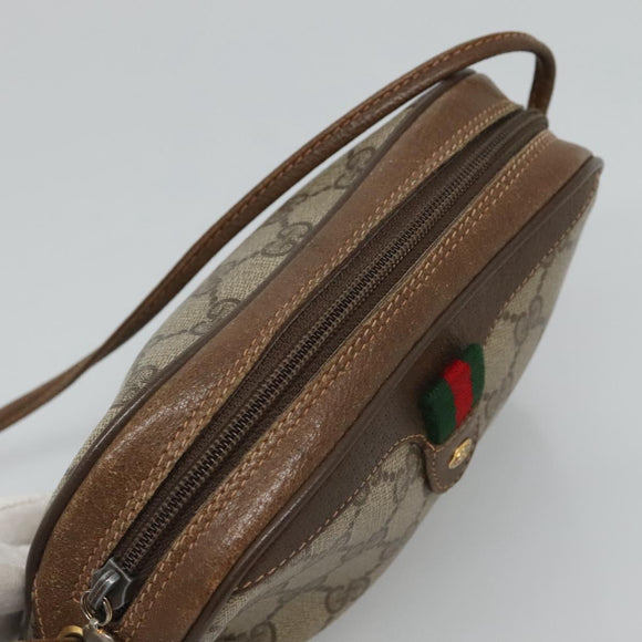 GUCCI GG Supreme Web Sherry Line Shoulder Bag PVC Beige Green Red Auth BA508