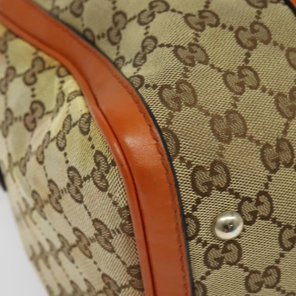 GUCCI GG Supreme Sherry Line Boston Bag 2way Beige Gold 247205 Auth BA5084