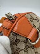 GUCCI GG Supreme Sherry Line Boston Bag 2way Beige Gold 247205 Auth BA5084-25